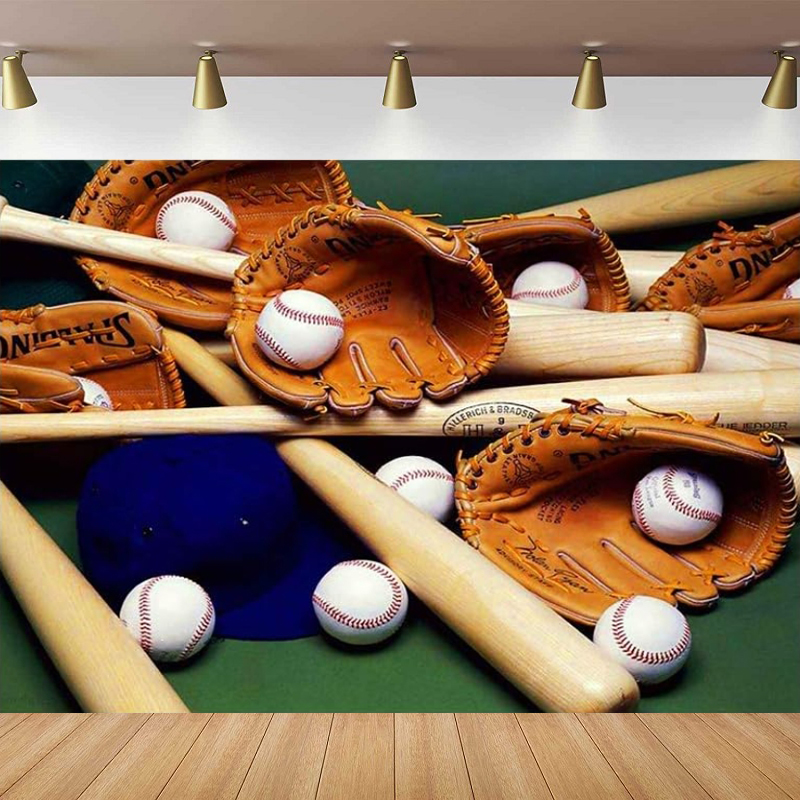 Sports Equipment Background - Photography Backdrop Blue Baseball Cap Brown